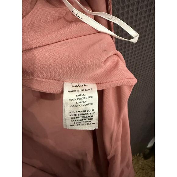 Lulus Mauve Pink Cold Shoulder Maxi Dress Ruffle Trim Women’s L Formal with tags - Picture 8 of 15
